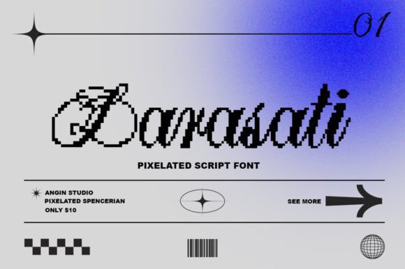Larasati Pixelated: A Vintage Spencerian Script Reimagined